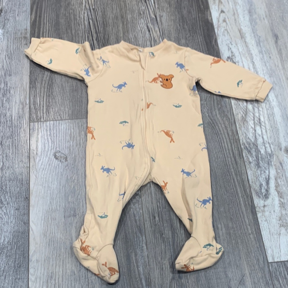 Pekkle Adorable Cream Dinosaur Print Kids One Piece